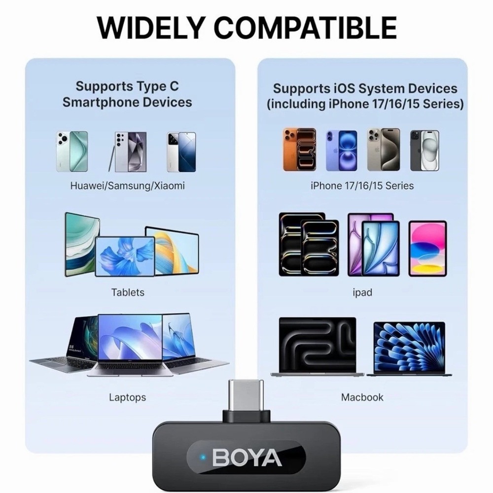 BOYA BY-V10 Wireless Microphones for iPhone 17/16/15 & Android/Laptop with USB-C - Picture 6 of 8